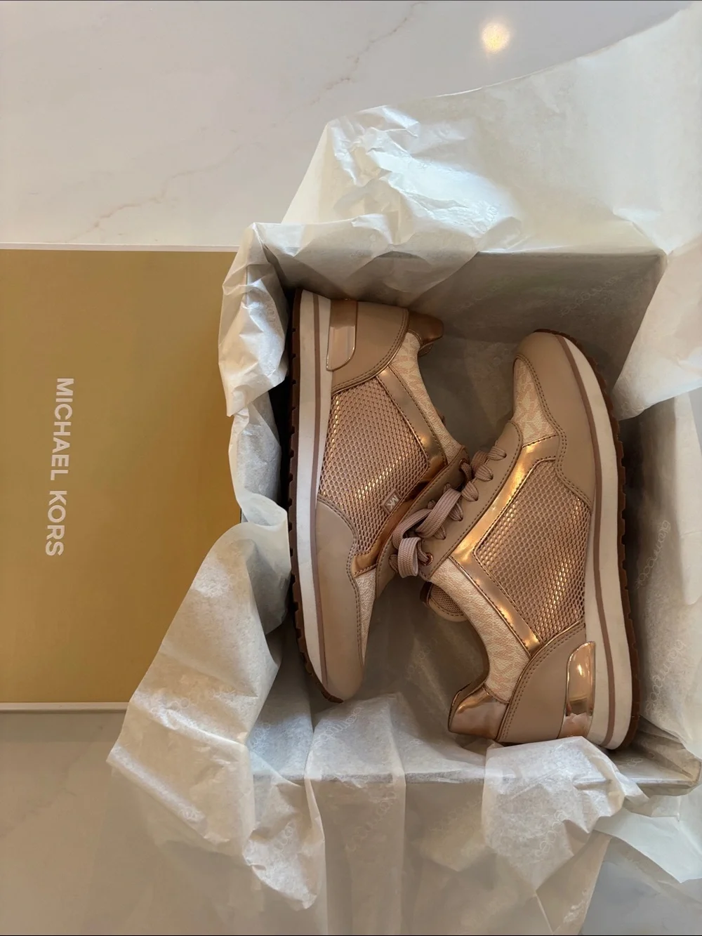 Michael Kors Blush Pink Metallic Accent Sneakers for Women